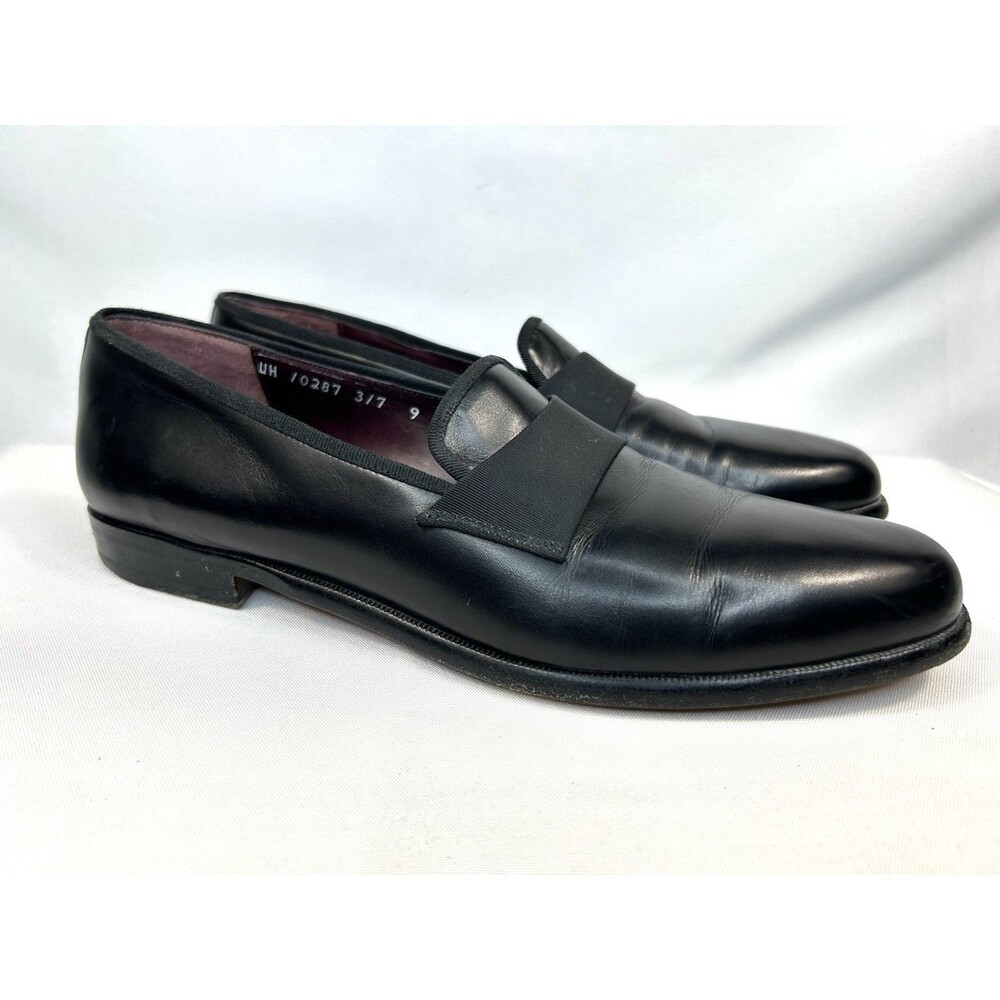 Vintage Salvatore Ferragamo Loafers 9 B Black Leather Dress Tuxedo Shoes Italy